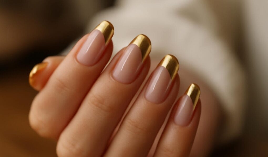 Luksusowy złoty french tip – trendy manicure na 2026 rok