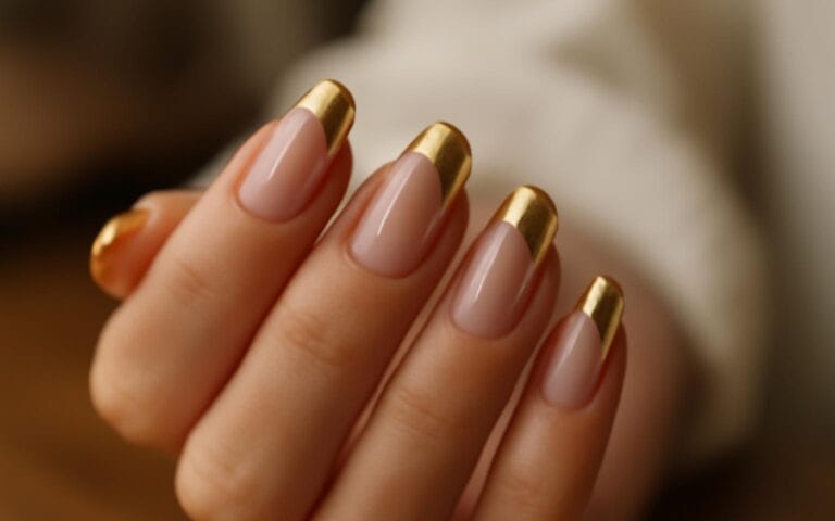 Luksusowy złoty french tip – trendy manicure na 2026 rok