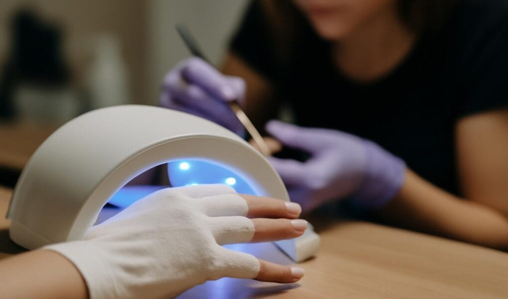 Ochrona dłoni przed UV podczas manicure hybrydowego i żelowego