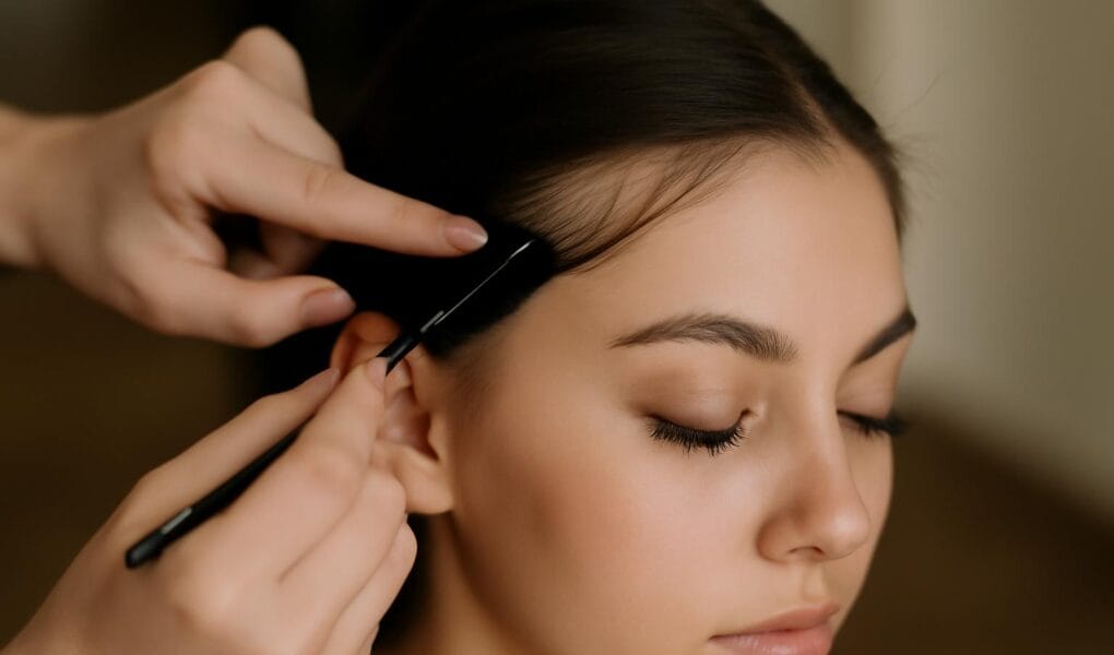 Układanie baby hair i wygładzanie odstających włosków